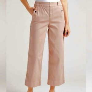 SPANX Stretch Twill Cropped Wide Pant Taupe Pink Blush XS Utility Cargo Trouser